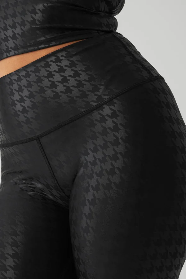Airlift High-Waist Glimmer Houndstooth Legging - Black