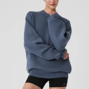 Scholar Crew Neck Sweater - Bluestone