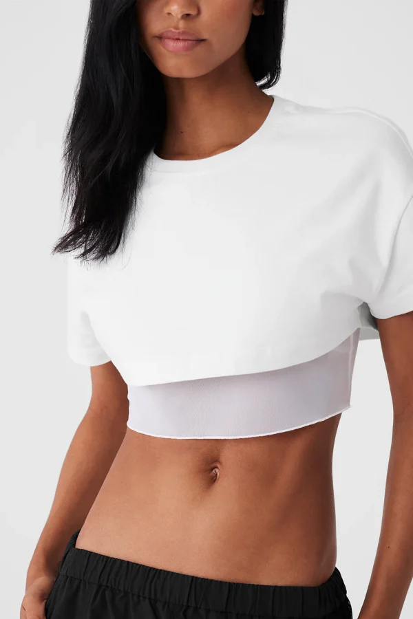 Made You Look Cropped Short Sleeve Tee - White