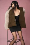 La Premiere Opulent Faux Fur Stunner Jacket - Espresso/Oat