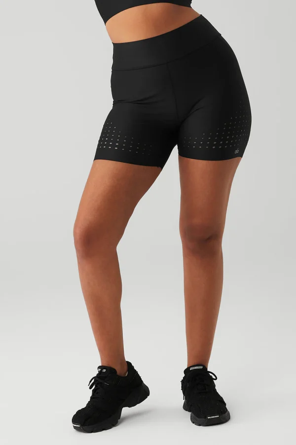 5 Airlift High-Waist Laser Cut Speedy Short - Black