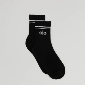 Unisex Half-Crew Throwback Sock - Black/White