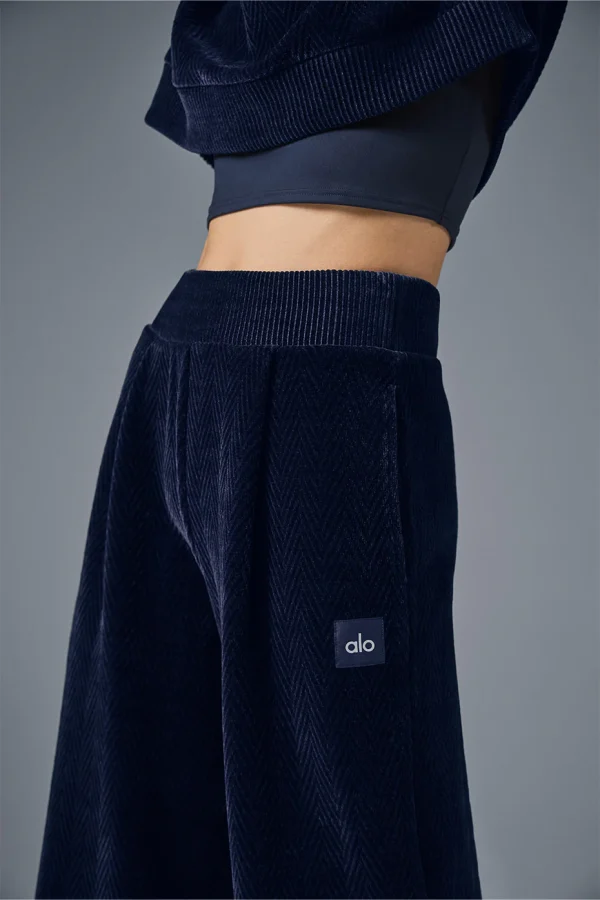 High-Waist Cozy Day Wide Leg Pant - Navy