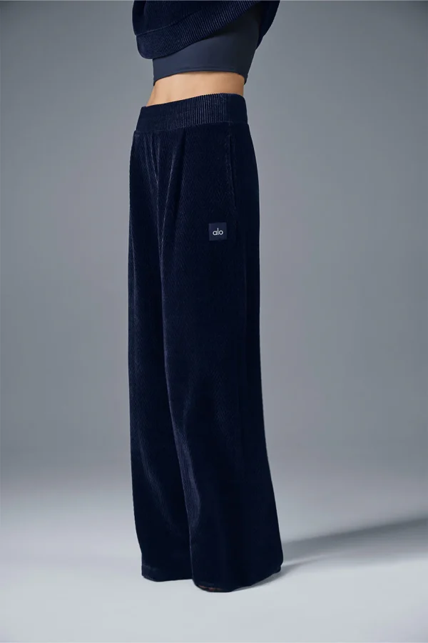 High-Waist Cozy Day Wide Leg Pant - Navy