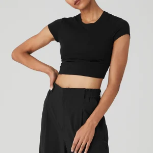 Alosoft Crop Finesse Short Sleeve - Black