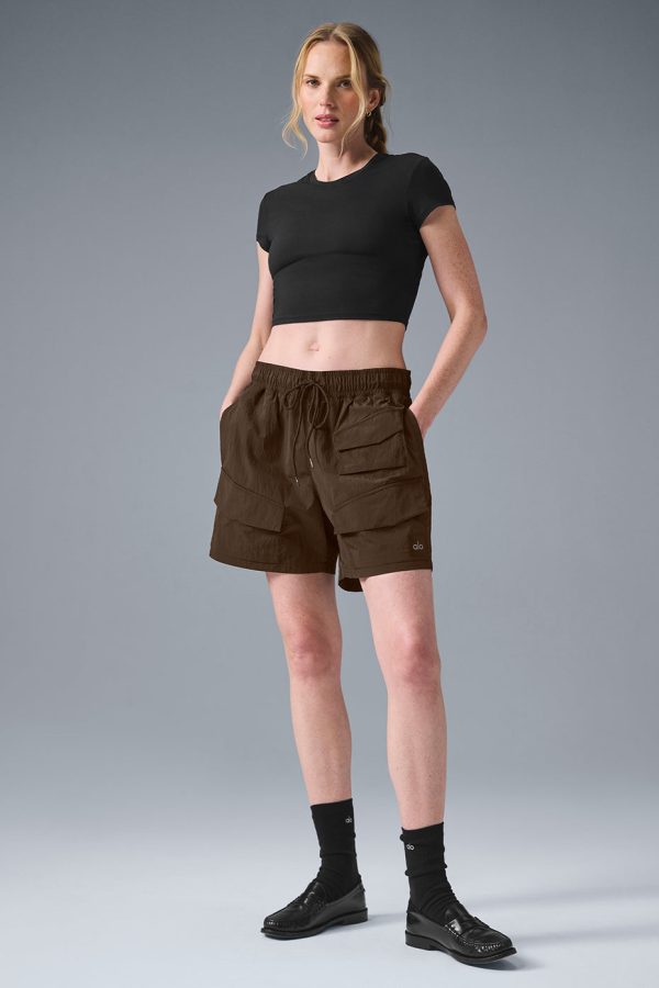 7″ Crinkle Nylon Excursion Cargo Short – Espresso