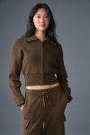 Scholar Knit Cropped Full Zip Jacket – Espresso