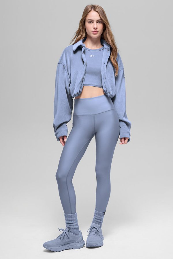 Ribbed Velour Cropped Mountain Side Jacket – Winter Frost