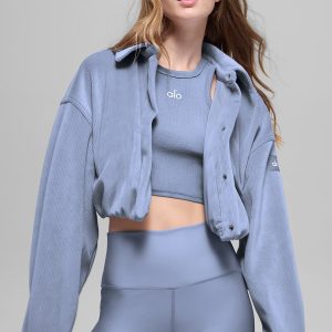 Ribbed Velour Cropped Mountain Side Jacket – Winter Frost