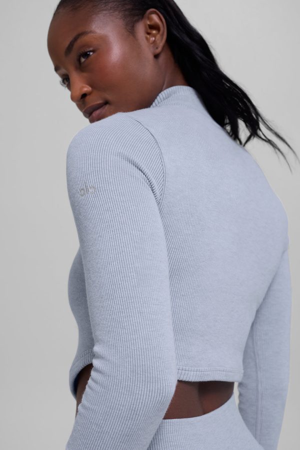 Seamless Two Tone Rib Jacket – Winter Frost Heather