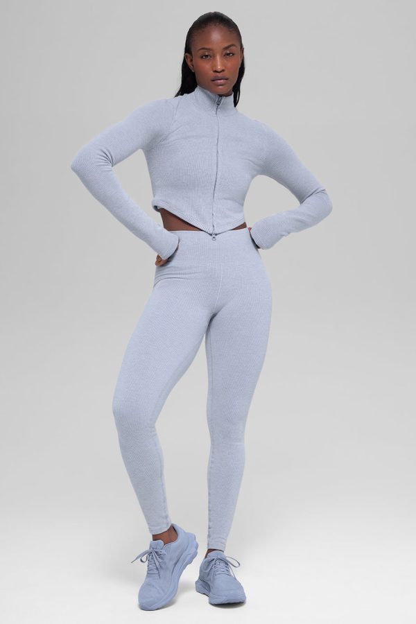 Seamless Two Tone Rib Jacket – Winter Frost Heather