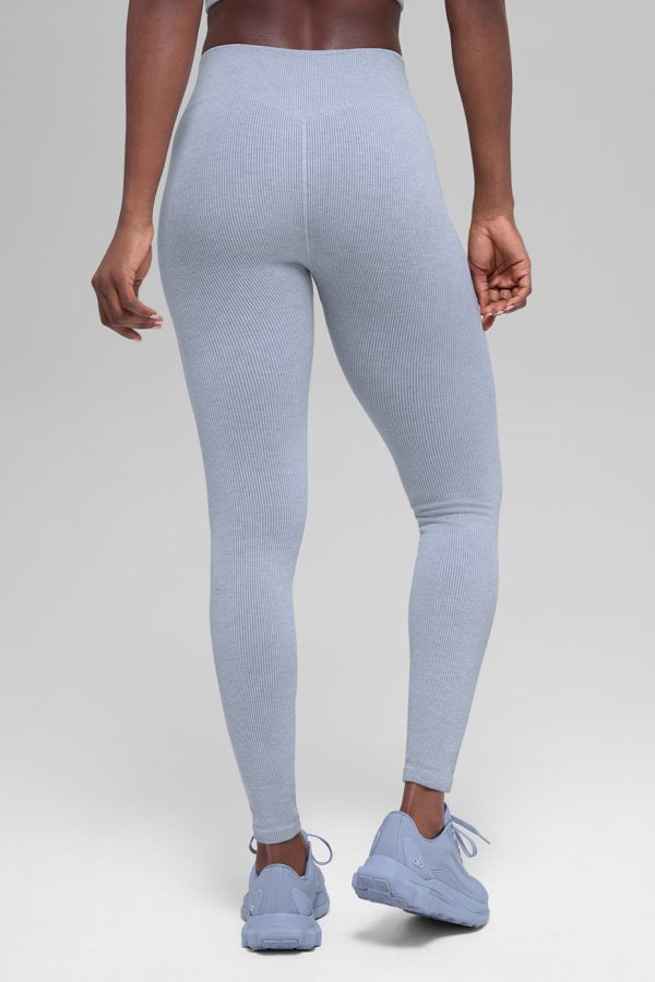 Seamless High-Waist Two Tone Rib Legging – Winter Frost Heather