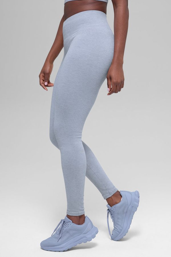 Seamless High-Waist Two Tone Rib Legging – Winter Frost Heather