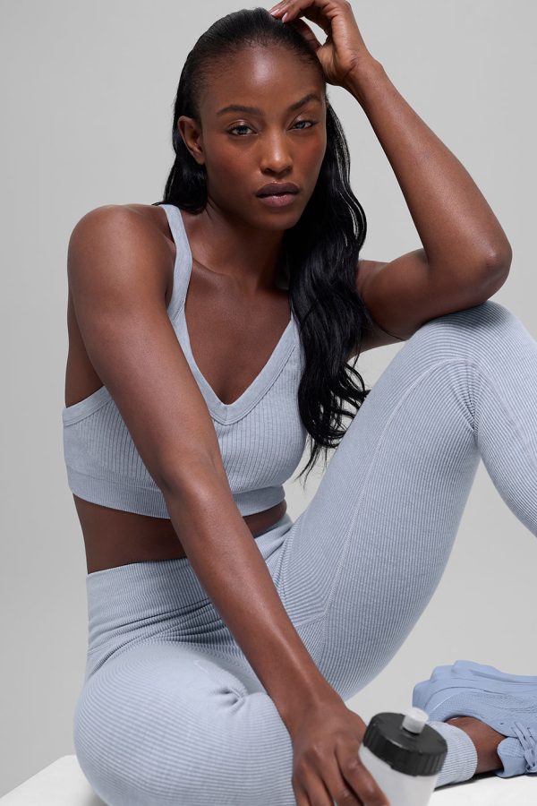 Seamless Two Tone Rib Bra – Winter Frost Heather