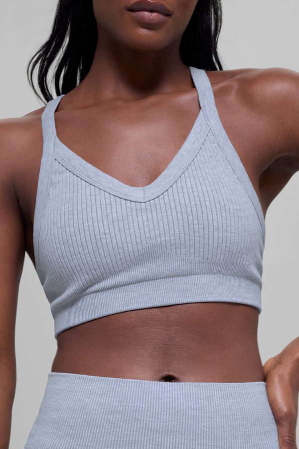 Seamless Two Tone Rib Bra – Winter Frost Heather